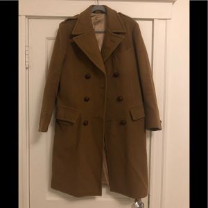 Vintage double-breasted brown wool overcoat.